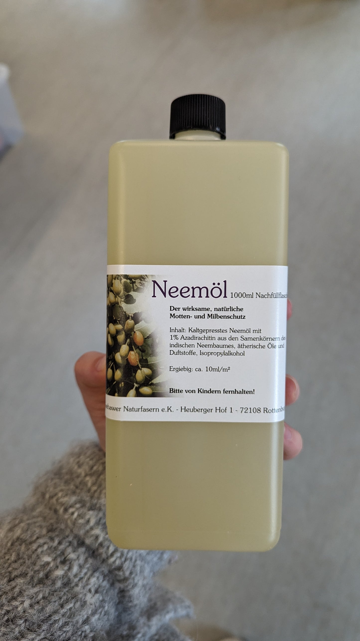 Neemöl Nachfüllflasche 1000 ml - natürlicher Mottenschutz