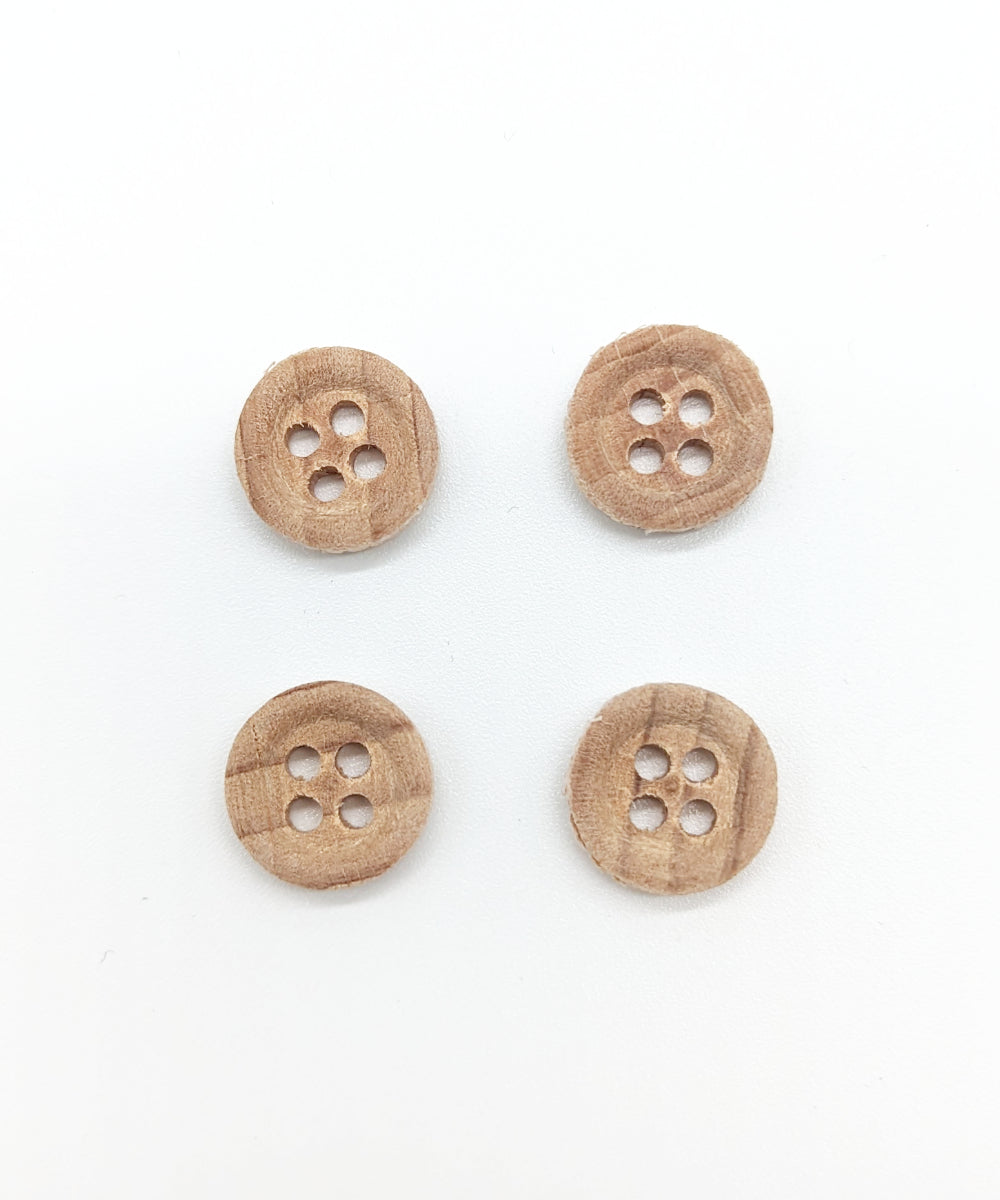 Holzknopf matt mit 4 Löchern, ⌀12mm, 15mm, 23mm
