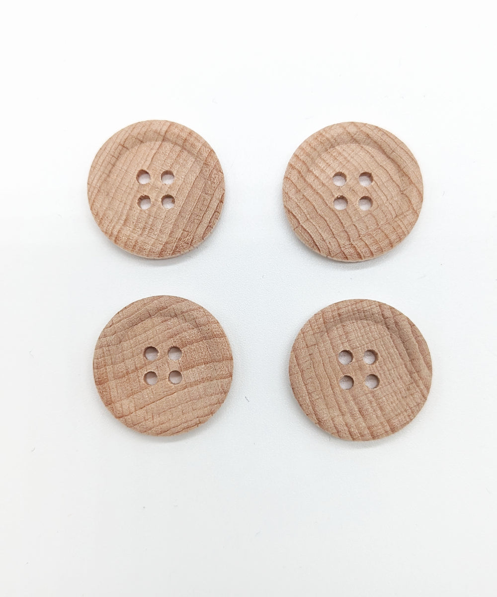 Holzknopf matt mit 4 Löchern, ⌀12mm, 15mm, 23mm
