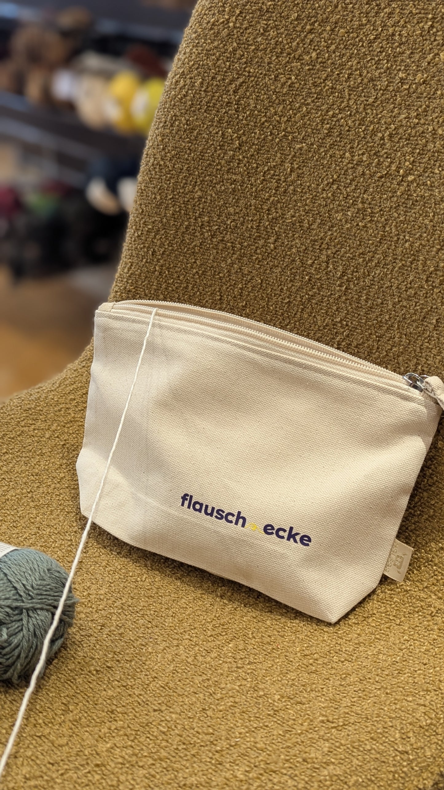 "Heart full of yarn" Täschchen aus Bio-Baumwolle