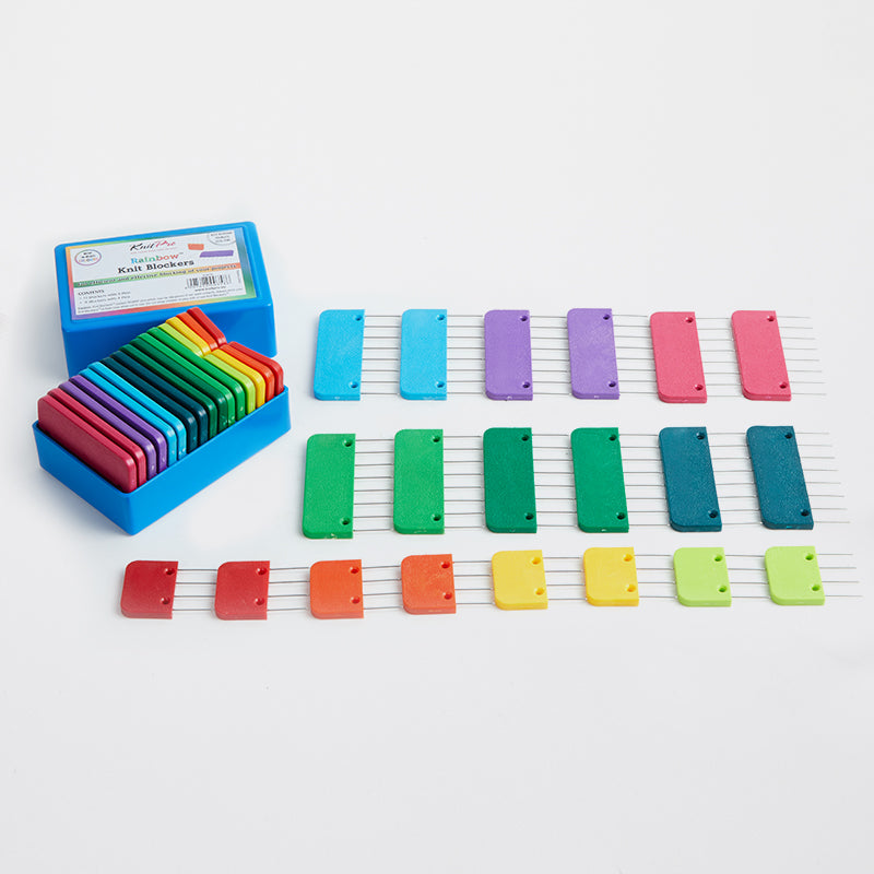 Kammnadelbox / Spannkämme Regenbogen 20 Stk. zum blocken von Strickstücken